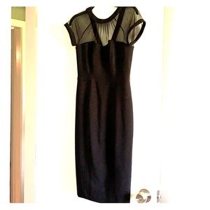 Maggy London illusion yoke crepe sheath dress